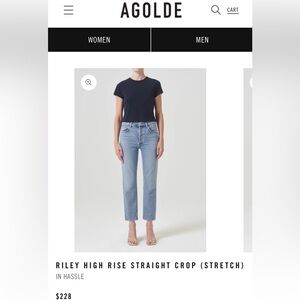 AGOLDE RILEY HIGH RISE STRAIGHT CROP (STRETCH) IN HASSLE, Size 27